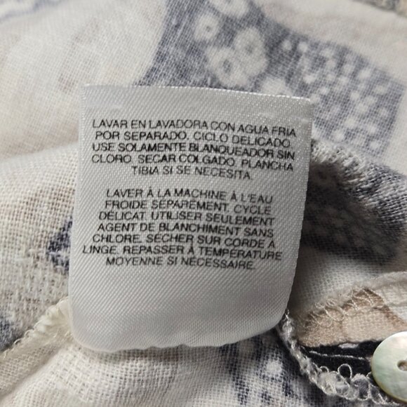 Alfred Dunner 18P Linen‎ Blend Blouse Boho Floral Cottagecore Button Shirt - Picture 10 of 12